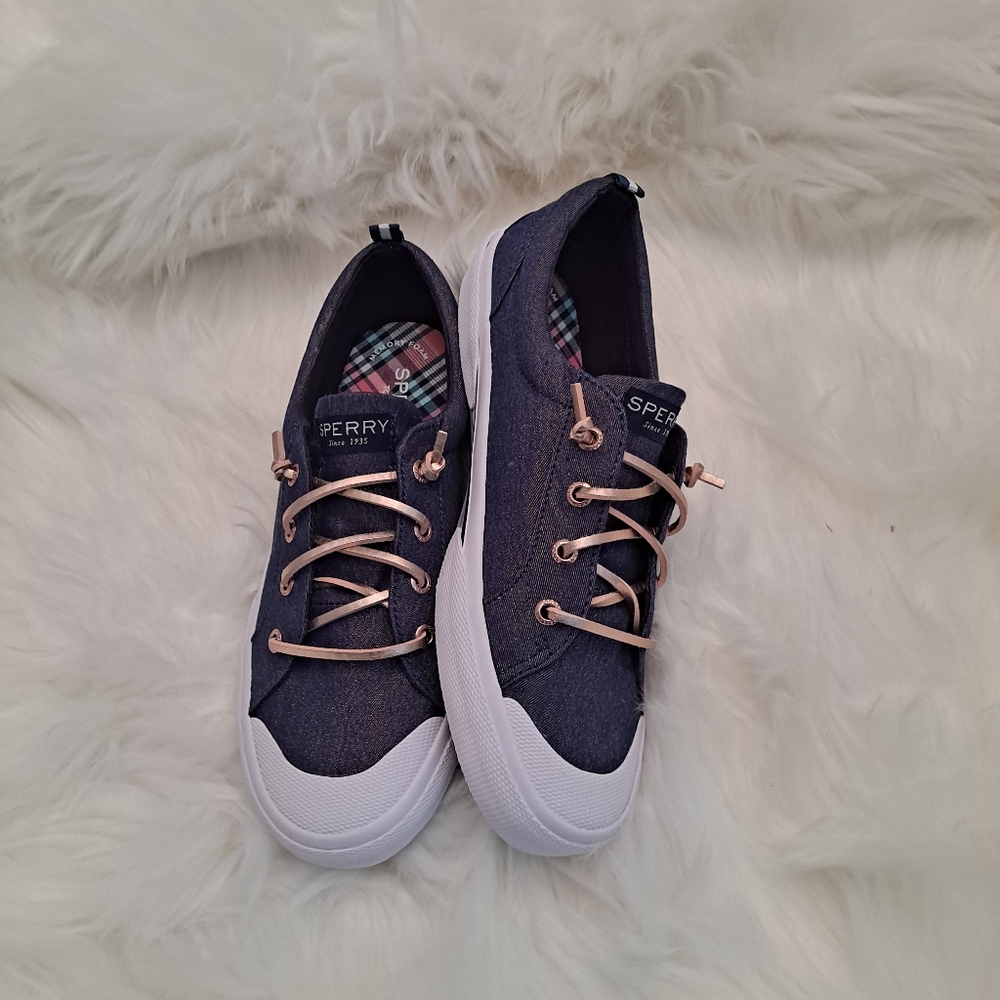 💕HP💕 Sperry Pier Wave Navy/Rose Gold sz 1&5 NWOT